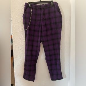 Hot Topic purple plaid pant with waist chain